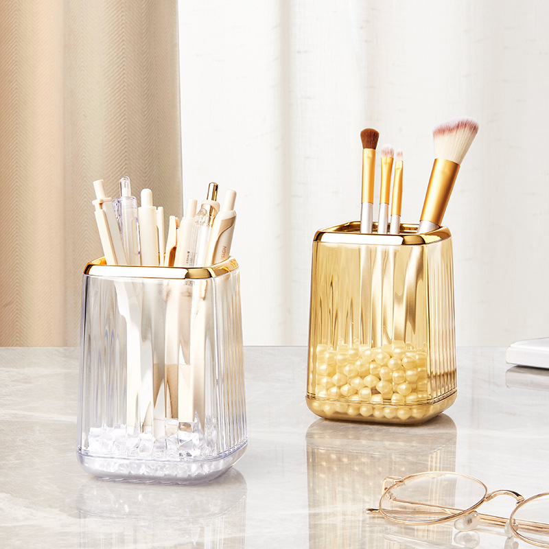 Luxury Skincare Accessories - Desktop Cosmetic Brushes Storage Box Make
