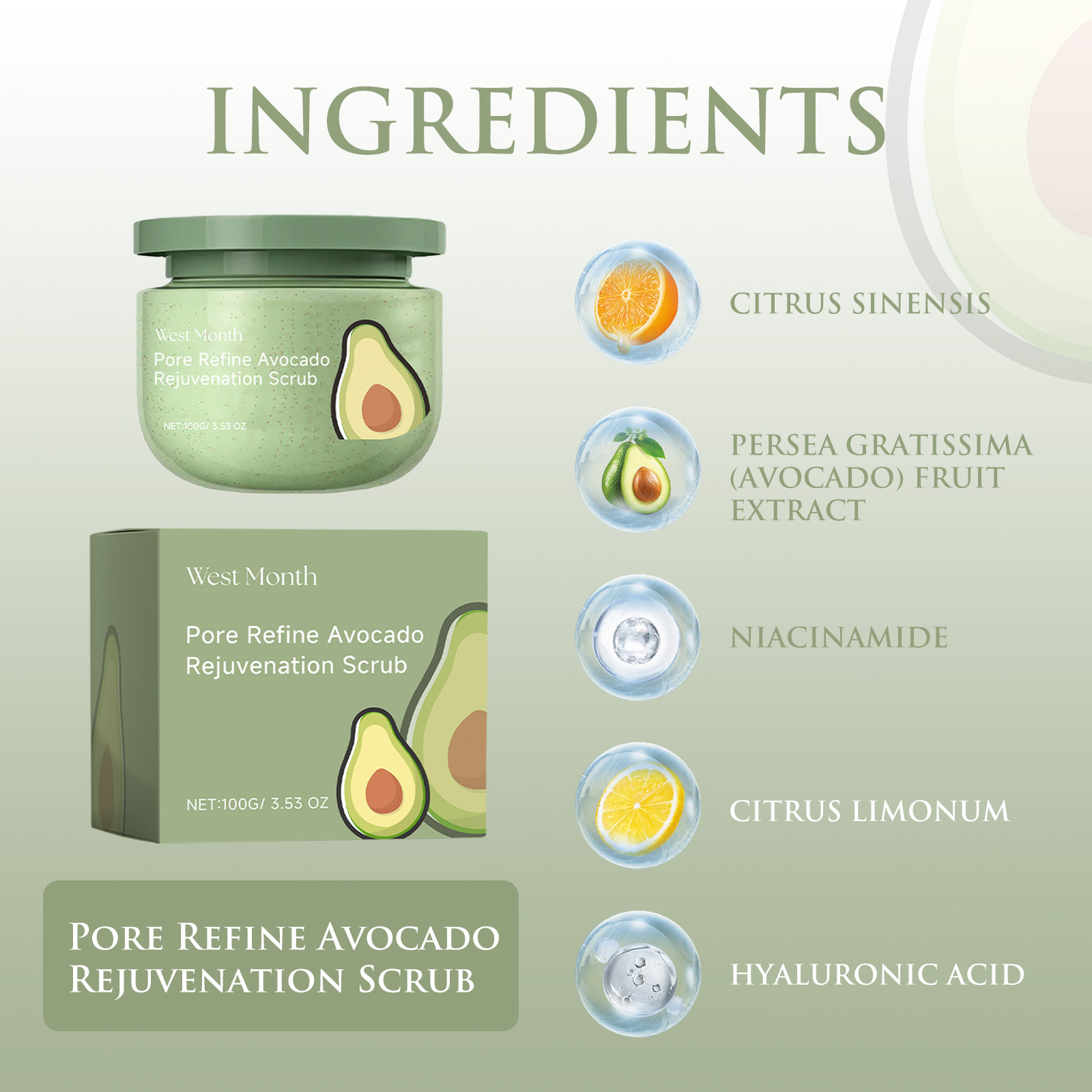 Avocado Ice Cream Body Scrub 1 - огляд і ціна Luxury Skincare Set For Women
